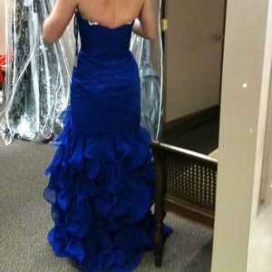 Royal blue prom dress. Strapless. Beautiful gem detail. Mermaid style